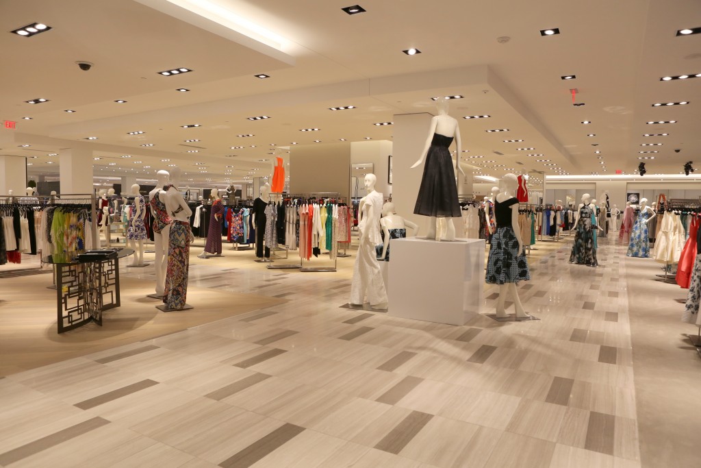 Exclusive women's designers include Brandon Maxwell, Derek Lam, Dries Van Noten, Erdem, Issey Miyake, Mary Katrantzou, Pleats Please, Anna Maier & Catherine Regher, and Giamba by Giambattista Valli. 