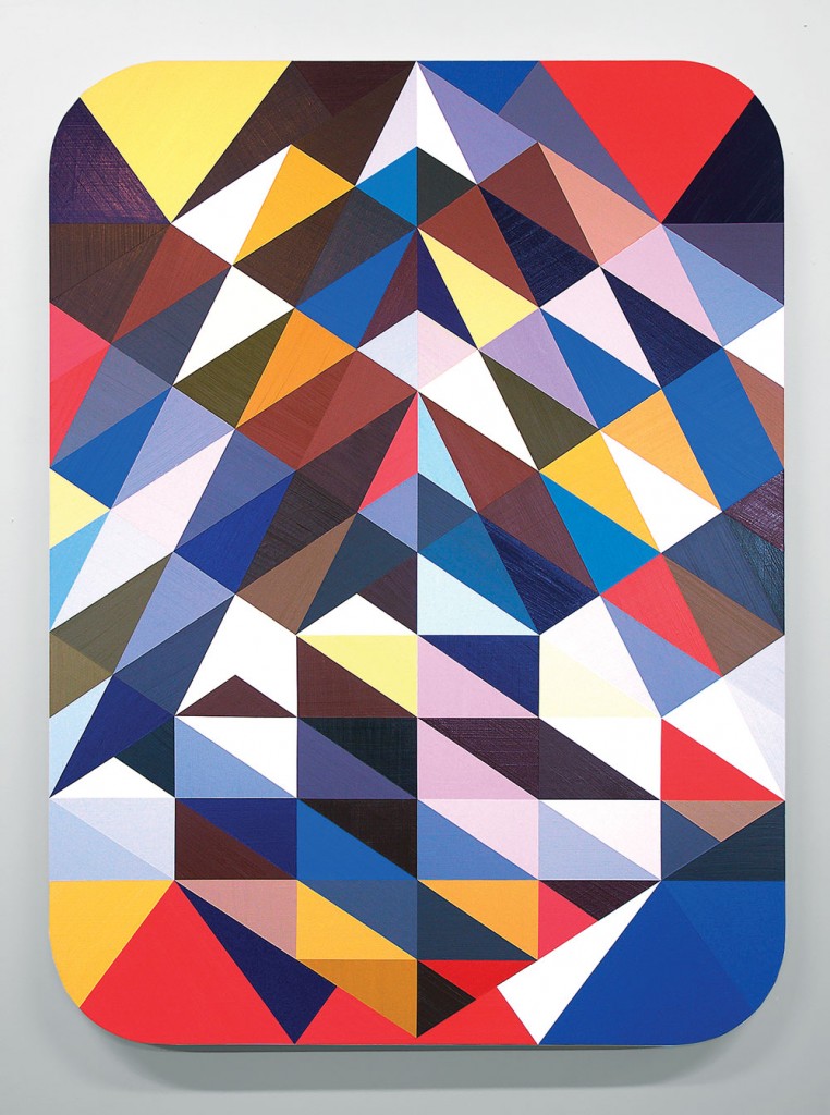 Francisco Moreno’s "Slate: Hard Edge Triangle Painting No. 7 (randomly generated)," 2016, at Erin Cluley Gallery. Courtesy the artist and Erin Cluley Gallery, Dallas.