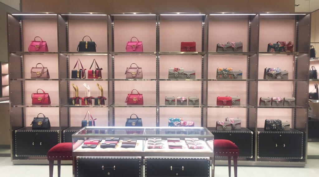 In-store Gucci handbags and accessories boutique (Photo by Jailyn Marcel) 