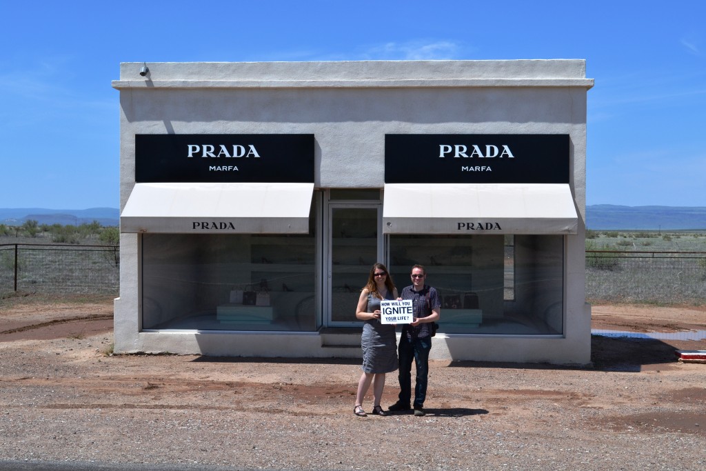 Sarah Gish ventured far and wide, including to "Prada Marfa" for her ongoing series, "Ignite Your Life." (Courtesy the artist)