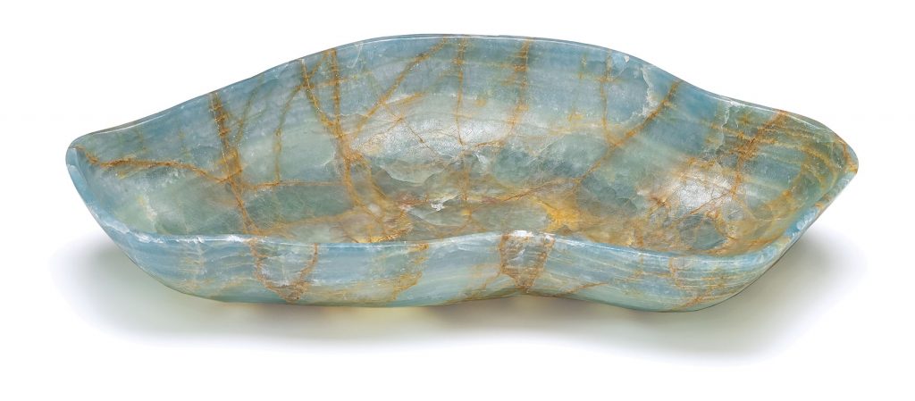 Hand-carved blue onyx bowl from an Argentinian mine, at Brenda Houston