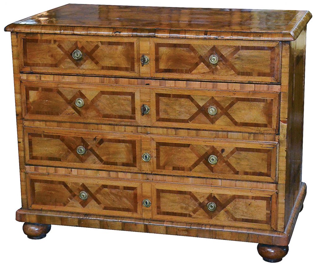 Eighteenth-century continental inlaid-walnut commode from Legacy Antiques