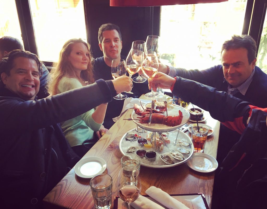 Steffi (second from left) with friends at Ajax Tavern