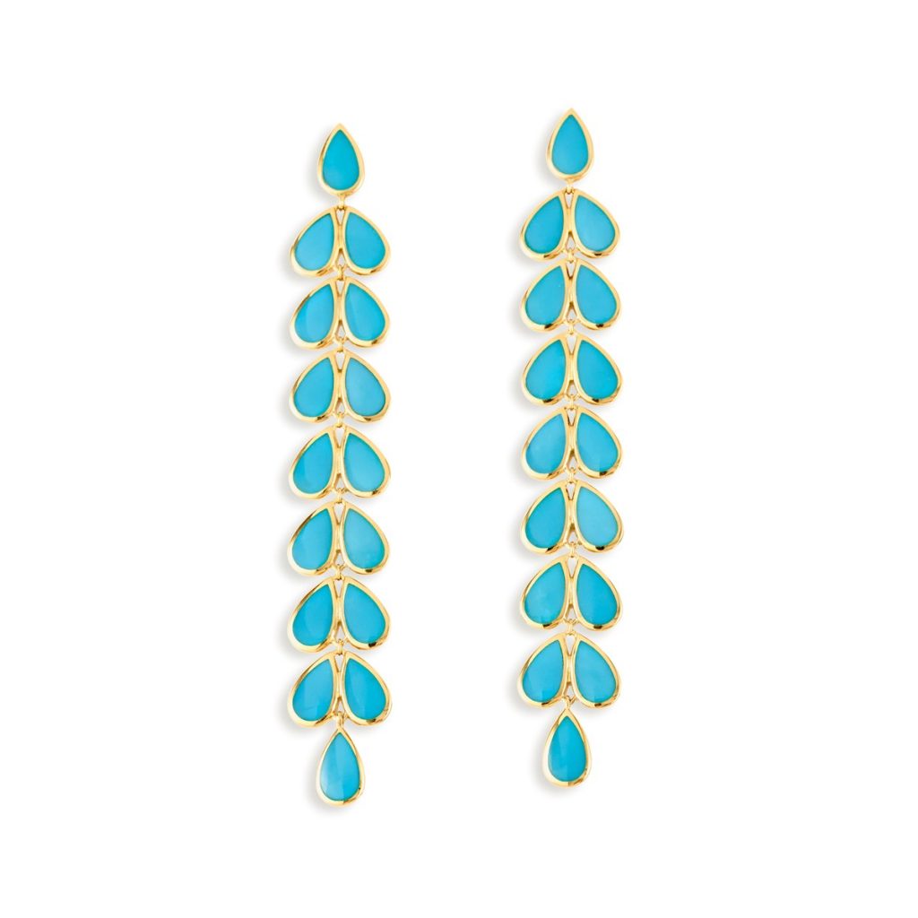 18K Polished Rock Candy Teardrop Linear Cascade Earrings, $3,895