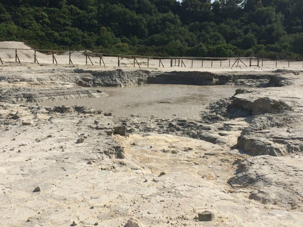 Bubbling sulfurous mud at Volcano Solfatara.
