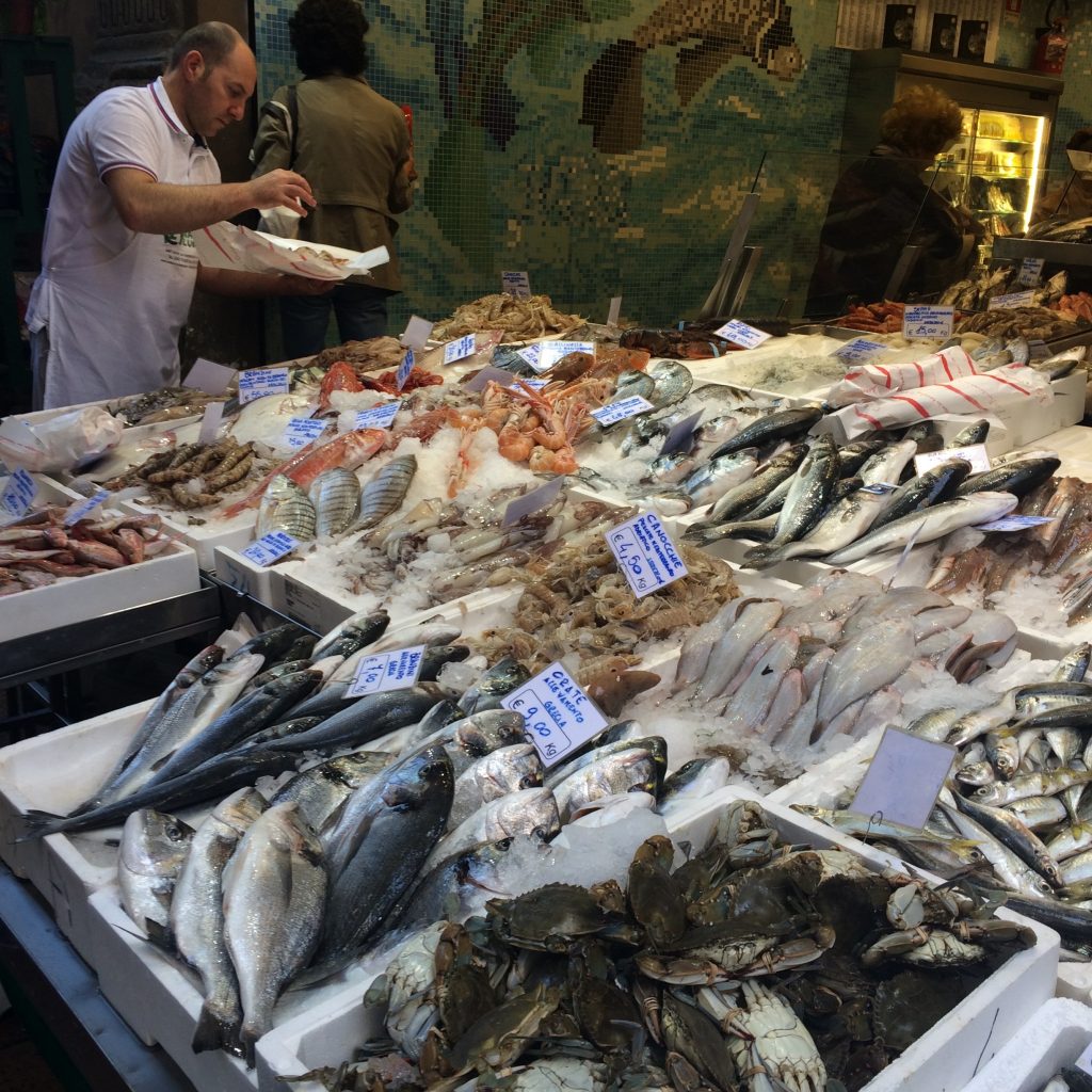 Fish monger at the morning market.