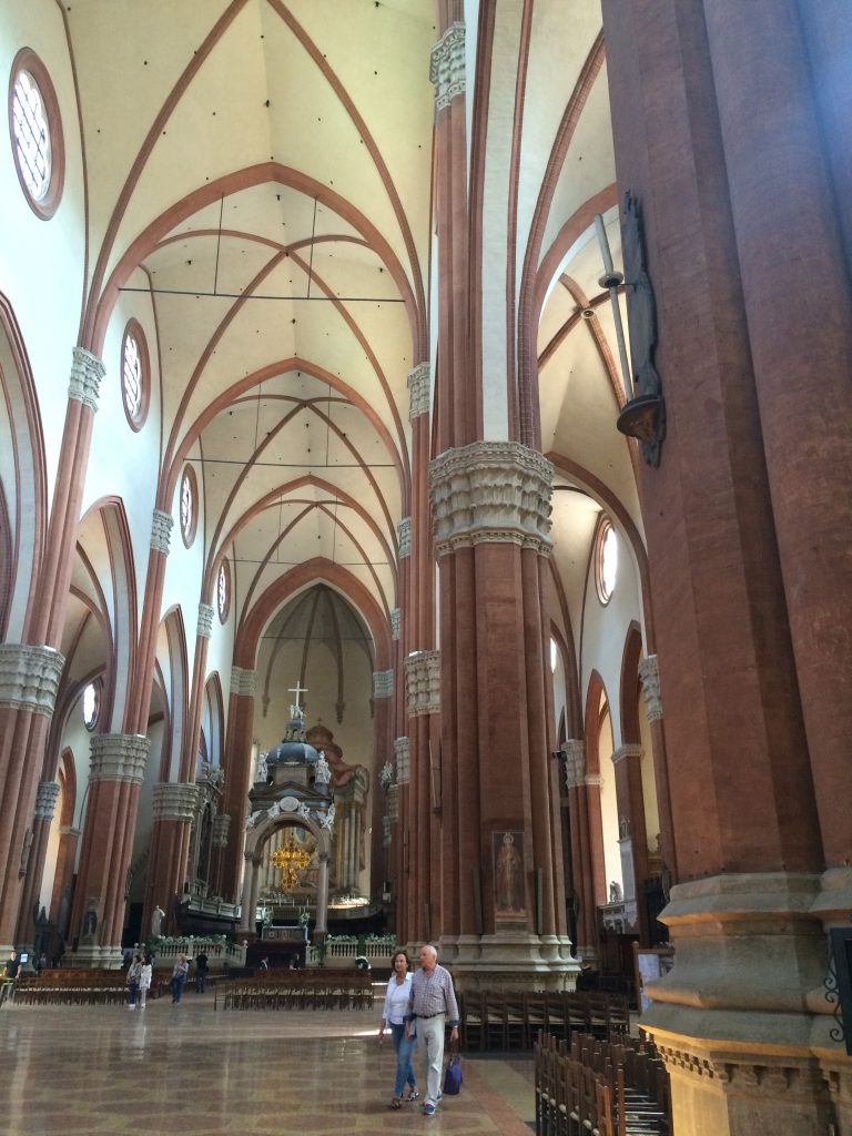 Vast interior of Bologna's Basilica di San Petronio.