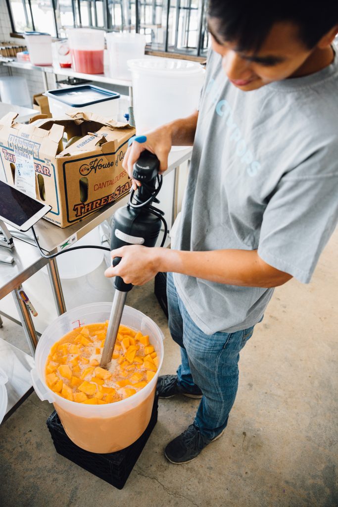 Fresh fruit is blended to start production. (Photo by Jeff Parkes Photography) 