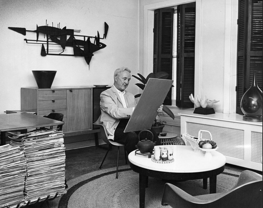 Mr. Joseph Fitzpatrick, Andy Warhol's childhood art teacher, at home. (Pittsburgh Press)