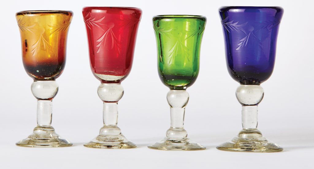 Set of four Cordova handblown glass cordials, $230