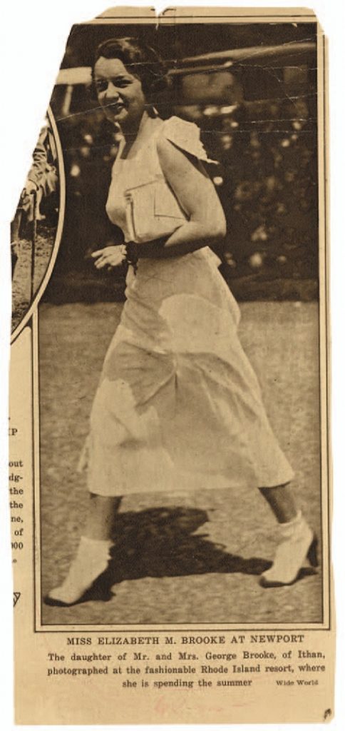 A 1932 newspaper caption reads: Miss Elizabeth M. Brooke at Newport.