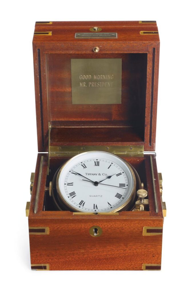 An inauguration gift from Mr. and Mrs. Francis Sinatra to President Ronald Reagan: an American marine chronometer by Tiffany & Co., 20th century