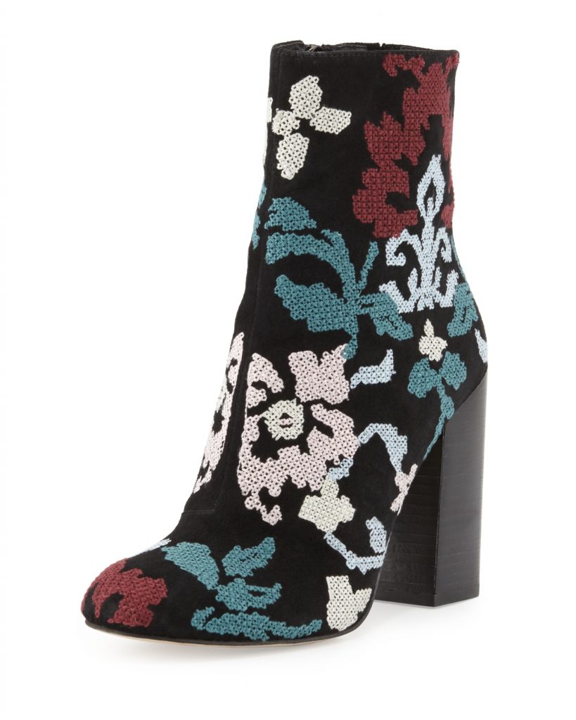 Bojana embroidered suede bootie, $295
