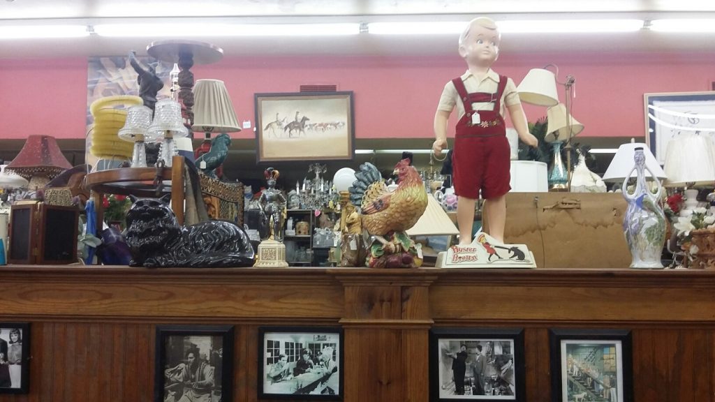 The stock from Lovejoys Antiques towers over the dining room of Yale Street Grill.