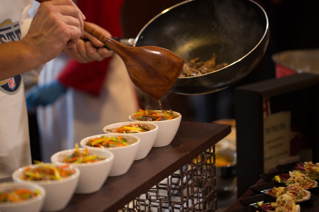 Chef Mark Riley served Pepper Seared Beed on Rice Noodle Salad at Tuesday's Taste of the NFL announcement. 