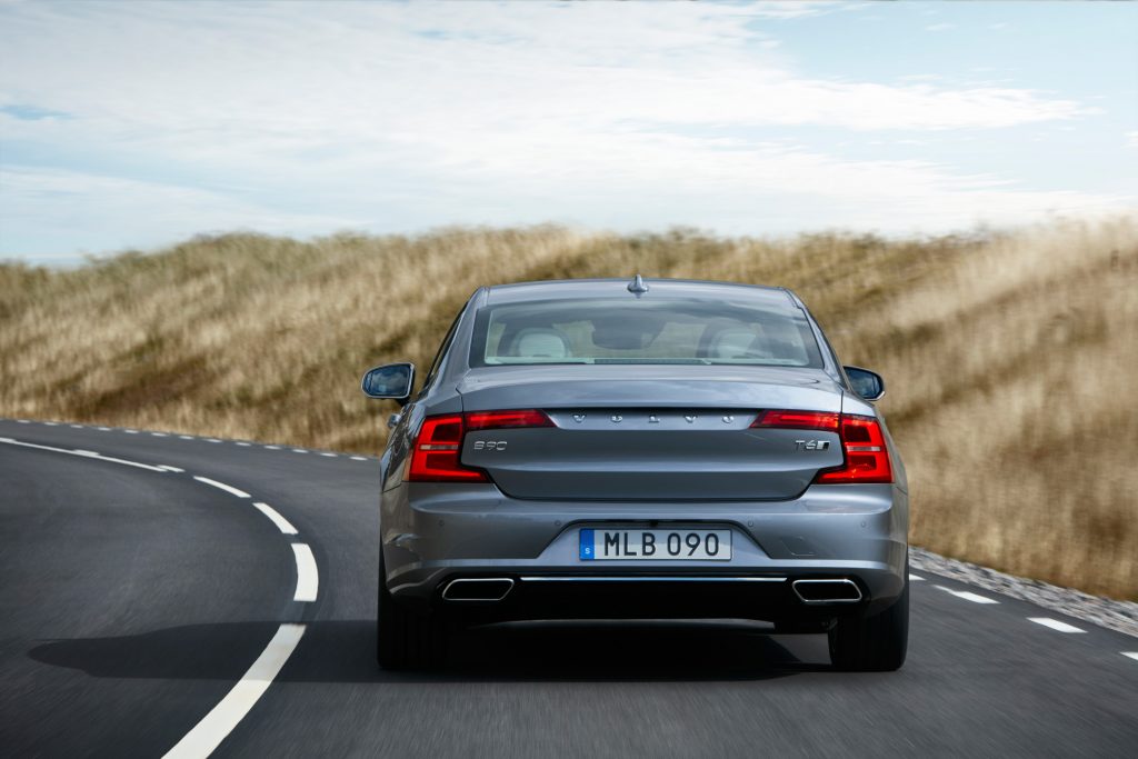 Even the rear of the Volvo S90 is sleek. 