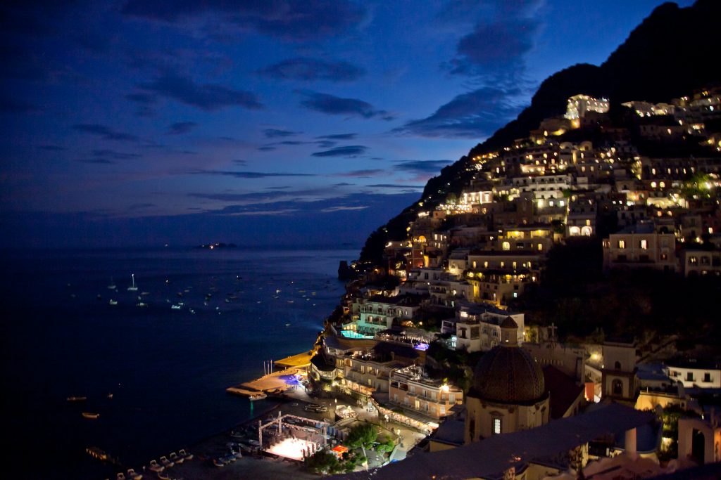 The Positano party scene from above