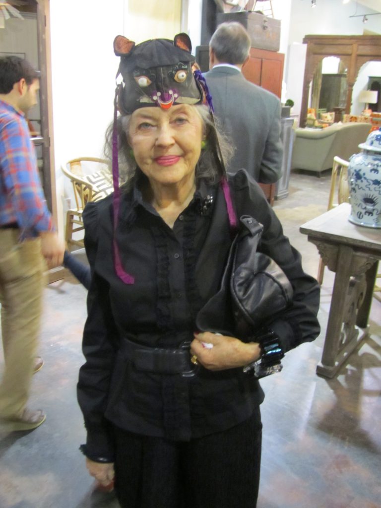 Beverly wearing a cat hat from the Himalayas, 2014