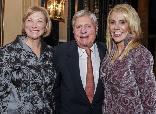 One of the trial attorney's final public appearances: Honorary co-chair Lynn Kamin, honoree Joe Jamail, honorary co-chair and host Marie Bosarge, at Home Safe Home Gala, 2014. An endowment and an annual award was created in Jamail's honor by the nonprofit AVDA, Aid to Victims of Domestic Abuse. (Photo Kim Coffman) 