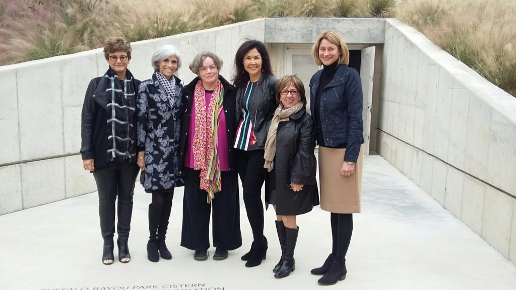 Power women behind Houston Cistern's inaugural art installation: MFAH Latin American curator Mari Carmen Ramírez, BBP art committee co-chair Judy Nyquist, artist Magdalena Fernández, BBP art committee co-chair Geraldina Wise, Sicardi Gallery's Maria Inés Sicardi, Buffalo Bayou Partnership's Leigh McBurnett. (Photo CDA) 
