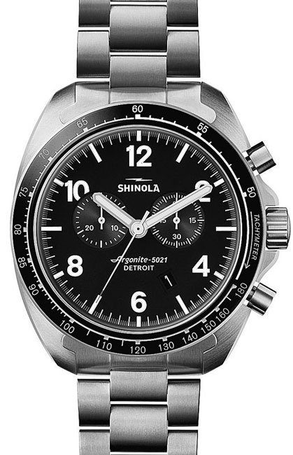 Shinola Rambler 600 in titanium, $1,325, at the Shinola boutique, Neiman Marcus.