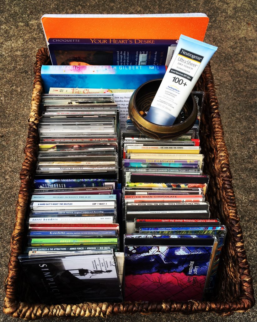 CDs and sunscreen for the road. 