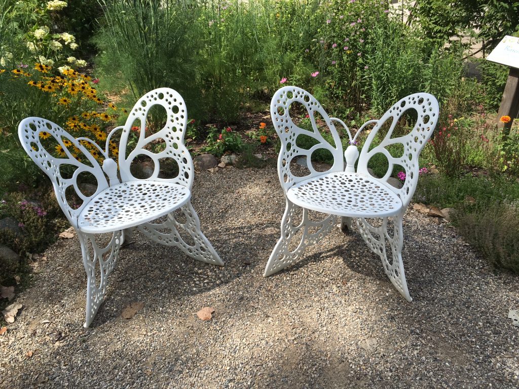 Butterfly chairs in the Children’s Garden at the Matthaei Botanical Gardens. 