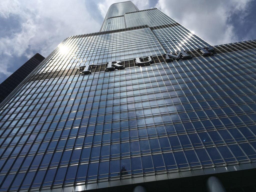 Trump Tower looms in Chicago. 