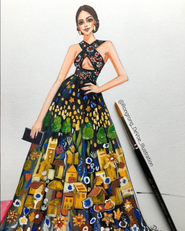 Fashion illustrator Rong Rong Devoe's exquisite drawings will be on display at LAUNCH. (photo courtesy @rongrong_devoe_illustration) 