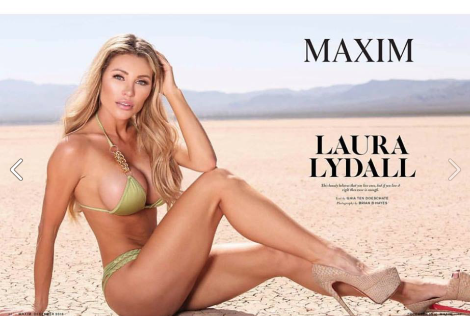 Laura Lydall on Facebook hyping the Maxim Super Bowl party.