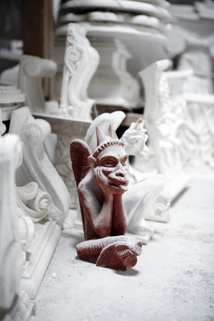 A silicone mold for a plaster gargoyle