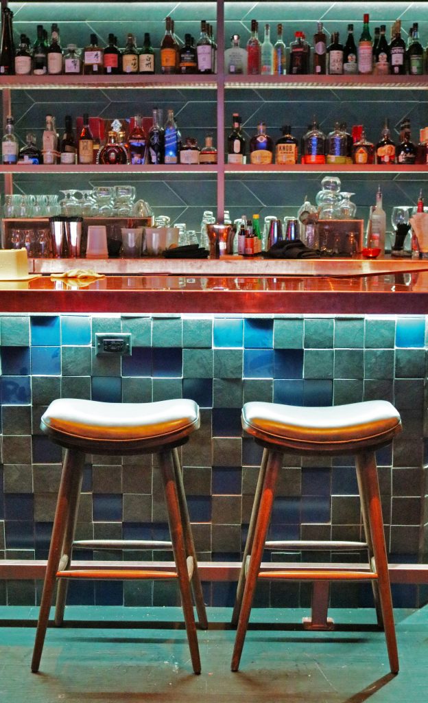 The restaurant boasts a fully stocked bar.