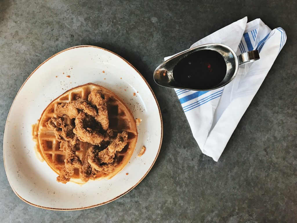 A brunch classic — chicken and waffles
