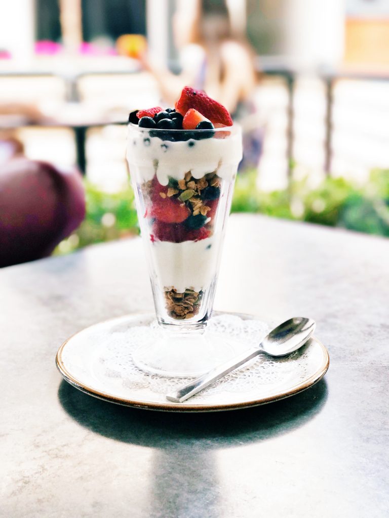 State Fare's yogurt parfait truly stands out, featuring house-made granola and thick, creamy yogurt.