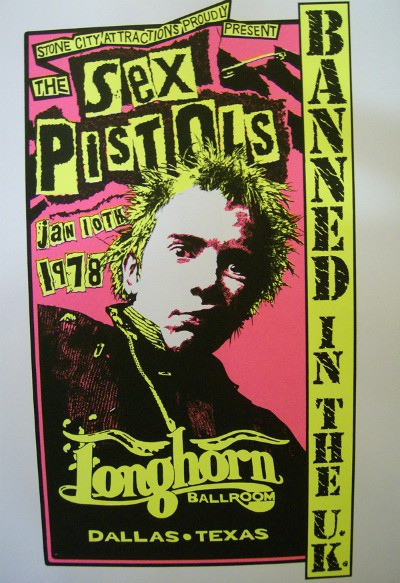 The Sex Pistols' January 10, 1978 performance at the Longhorn Ballroom was notorious for a bloody head-butting incident. 