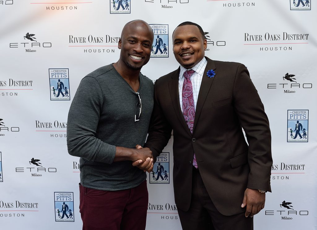 Akbar Gbajabiomila and Chester Pitts at Etro 