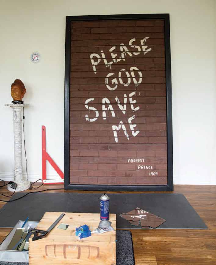 One of the artist's earliest works, from 1969, espoused an urgent call to his Maker. 