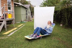 Forrest Prince at home in his backyard, Spring 2017