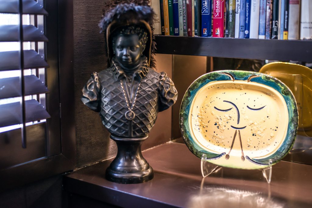 Bronze bust from Round Top. Picasso plate.