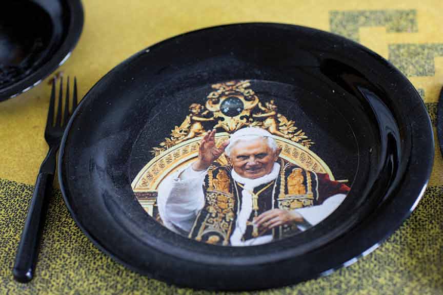Detail from "The Blind Leading the Blind into the Ditch of Death, circa 1990s, a potent dinner table vignette