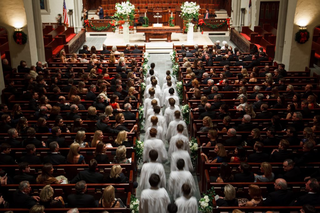 The Texas Boys Choir enters Highland Park United Methodist Church 