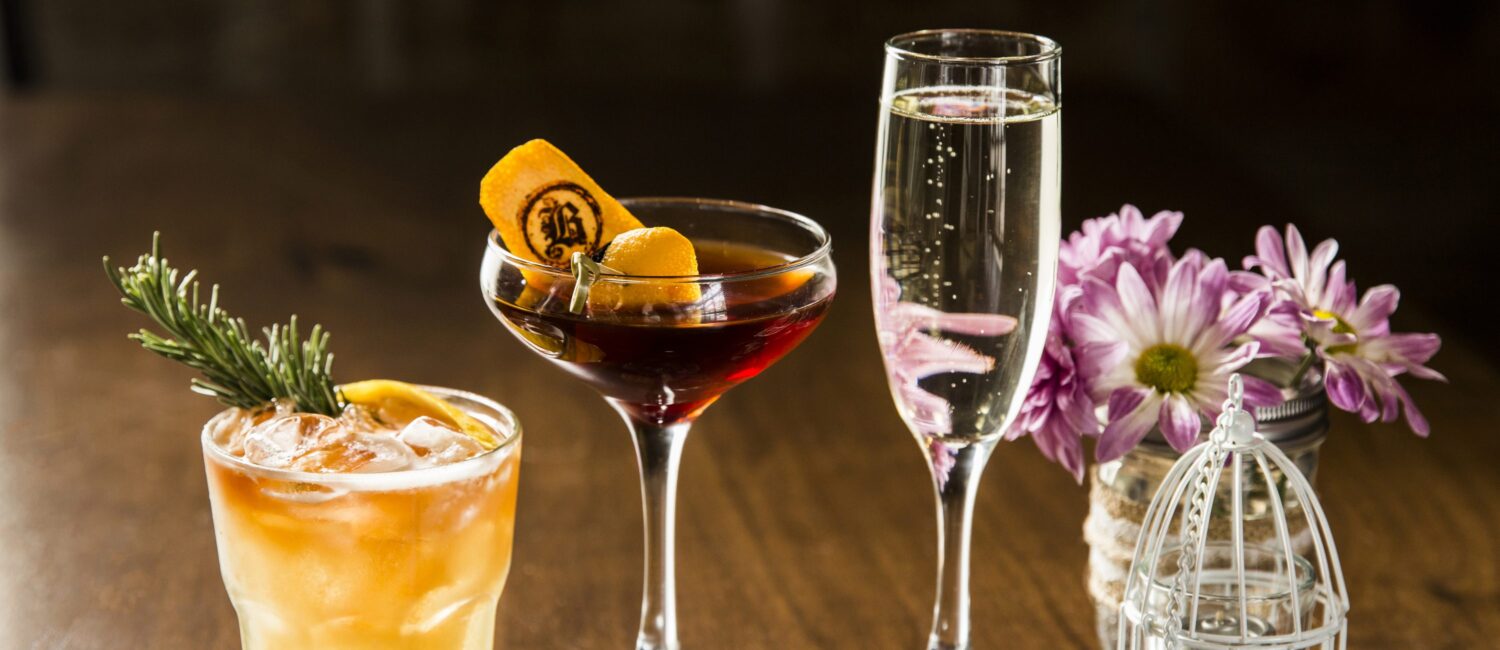 A flight of cocktails at Bosscat Kitchen + Libations. This is one of the best cocktail bars in The Woodlands.