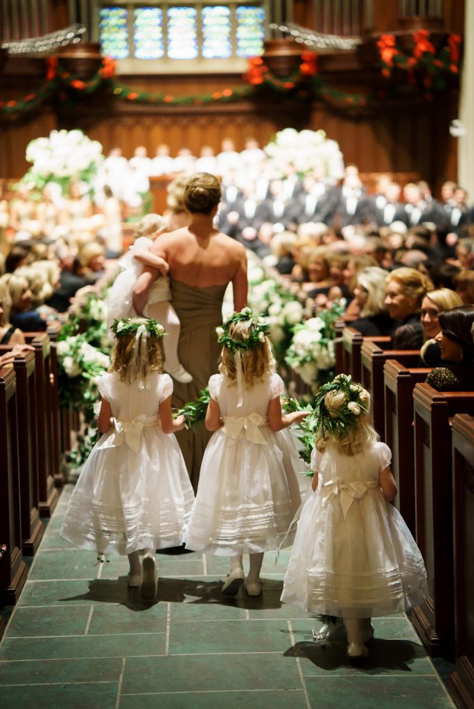 Flower-girl dresses from Layette, Dallas; flower crowns designed by Jackson Durham Events