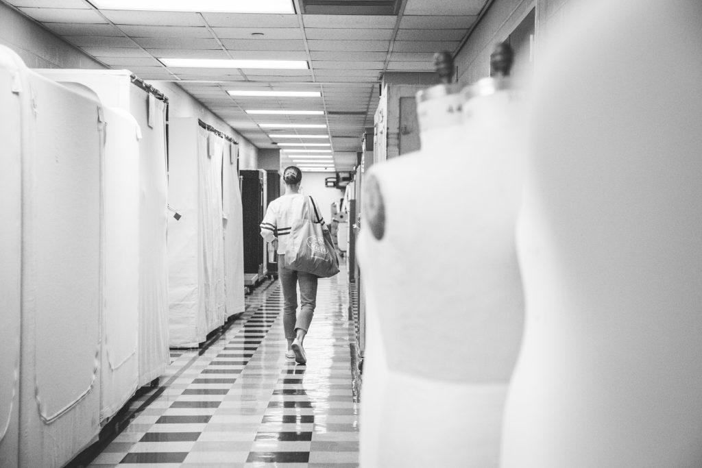 Bridget Kuhns is headed to work.