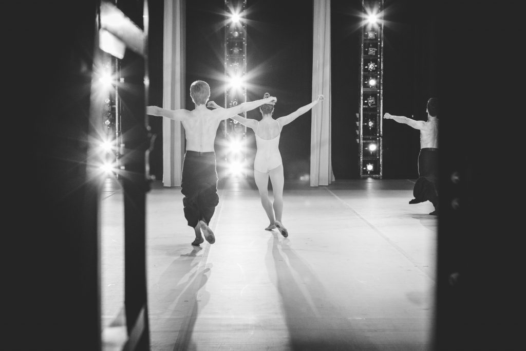 Kuhns runs from one side of the stage to the other in Hans van Manen's Grosse Fuge.