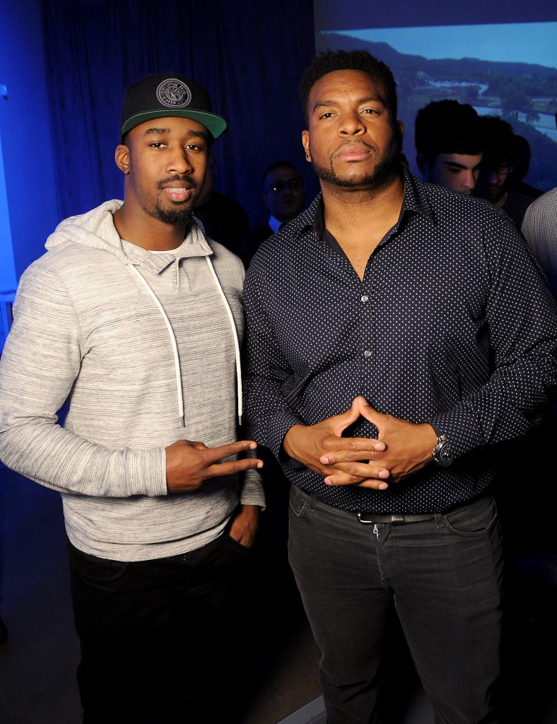 Houston Texan Tyler Ervin and Reggie Draper at the McLaren Houston unveiling party for the new McLaren 720s at 5226 Elm Thursday March 16,2017. (Dave Rossman Photo)