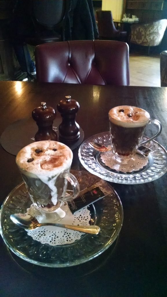 My favorite drink, (even better than Guinness) is an Irish coffee with extra foam.