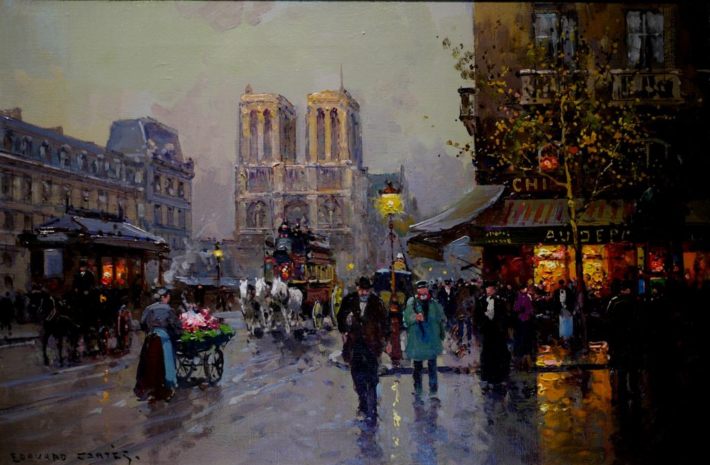 Art Link International of Lake Worth, Florida, brings one of the stars of the show — a classic oil on canvas depicting Notre Dame by 20th-century French Impressionist Edouard Leon Cortès, circa 1939.