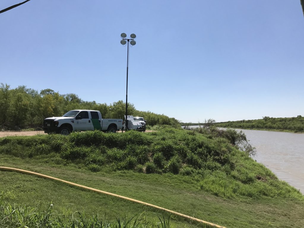 Ever present border patrol guards the bluff overlooking the Rio Grande.