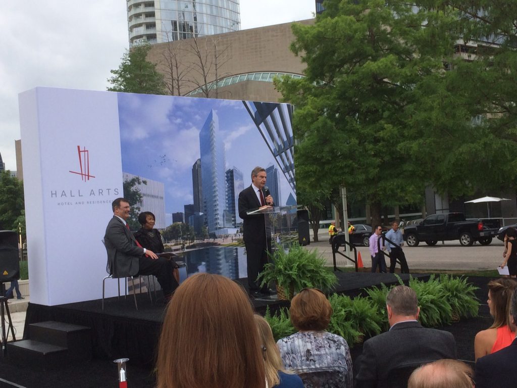 Craig Hall speaks at the HALL Arts Hotel and Residences groundbreaking. (Photo by Joe Richardson).